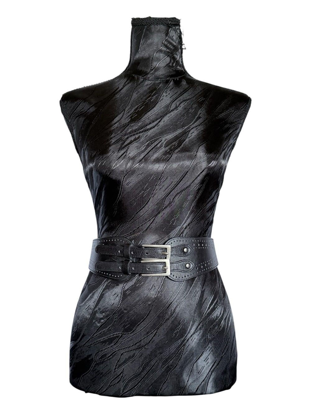 Anthropologie Black Wide Double Buckle Corset Elastic Waist Belt M/L - Picture 6 of 10